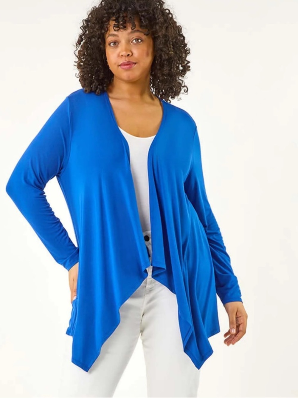 Ann Taylor Classic Royal Blue Open-front Drape Cardigan Waterfall Sz Large Layer